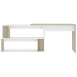 Berkfield Home Corner Desk White & Sonoma Oak 200x50x76 cm Engineered Wood - Size: 200 x 50 x 76 cm - thumbnail 4