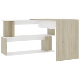 Berkfield Home Corner Desk White & Sonoma Oak 200x50x76 cm Engineered Wood - Size: 200 x 50 x 76 cm - thumbnail 5