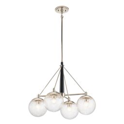 Netlighting Kichler Marilyn 4 Light Chandelier Polished Nickel in Grey - thumbnail 1