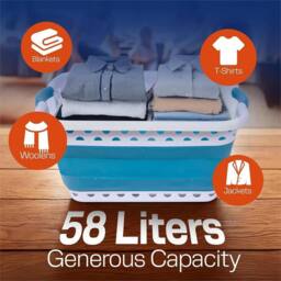 Nordara Blue with 2 Handles 58L Collapsible Pop-Up Laundry Basket - thumbnail 3