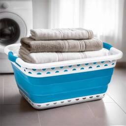 Nordara Blue with 2 Handles 58L Collapsible Pop-Up Laundry Basket - thumbnail 5