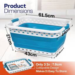 Nordara Blue with 2 Handles 58L Collapsible Pop-Up Laundry Basket - thumbnail 2
