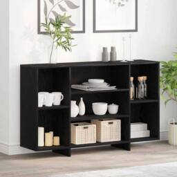 Berkfield Home Sideboard with Shelf Black oak 120 x 30 x 75 cm Engineered wood - thumbnail 2