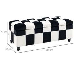 HOMCOM 114 x 47 x 47cm Velvet Storage Ottoman, Button-tufted Footstool Box in White - Size: 114 x 47 x 47 cm - thumbnail 3