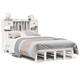 Berkfield Home Bookcase Bed without Mattress White 135x190 cm Double Solid Wood Pine - thumbnail 2