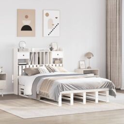 Berkfield Home Bookcase Bed without Mattress White 135x190 cm Double Solid Wood Pine - thumbnail 1