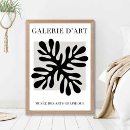 ARTZE Matisse Floral Cutout Black & Grey Framed Print SIZE: A3 with Oak Frame - Size: A4 - thumbnail 2