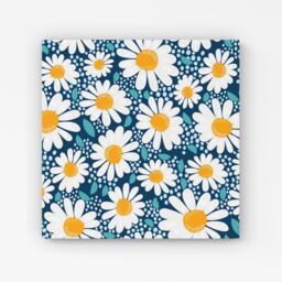 "Warren Reed - Designer Camomile Flowers Canvas in Blue - Size: W16"" x H16""" - thumbnail 1