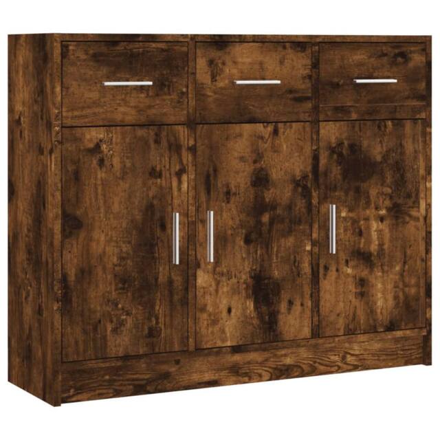 Berkfield Home Sideboard Smoked Oak 91x28x75 cm Engineered Wood in Brown - Size: 91 x 28 x 75 cm - image 1
