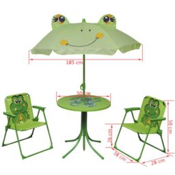 Berkfield Home 3 Piece Kids' Garden Bistro Set with Parasol Green - thumbnail 6
