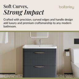 Balterley Contemporary Floor 2 Drawer Bathroom Vanity Unit, Dark Grey, 755mm in Grey - thumbnail 6