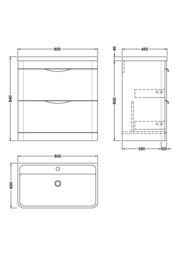 Balterley Contemporary Floor 2 Drawer Bathroom Vanity Unit, Dark Grey, 755mm in Grey - thumbnail 8