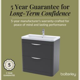 Balterley Contemporary Floor 2 Drawer Bathroom Vanity Unit, Dark Grey, 755mm in Grey - thumbnail 4