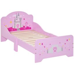 HOMCOM Kids Bed Princess Castle Theme w/ Side Rails Slats Home 3-6 Yrs Pink - Size: Single - thumbnail 2
