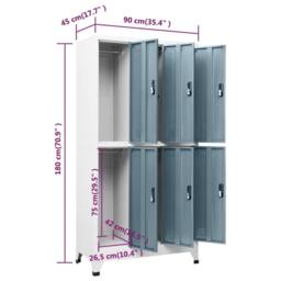 Berkfield Home Locker Cabinet Light Grey & Dark Grey 90x45x180 cm Steel - Size: 90 x 45 x 180 cm - thumbnail 8