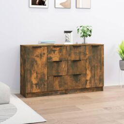 Berkfield Home Sideboards 2 pcs Smoked Oak 60x30x70 cm Engineered Wood in Brown - Size: 60 x 30 x 70 cm - thumbnail 1