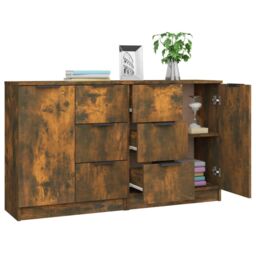 Berkfield Home Sideboards 2 pcs Smoked Oak 60x30x70 cm Engineered Wood in Brown - Size: 60 x 30 x 70 cm - thumbnail 4