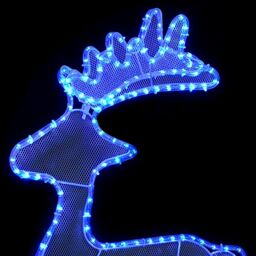 Berkfield Home Reindeer Christmas Decoration with Mesh 306 LEDs 60x24x89cm in Blue - Size: 60 x 24 x 89 cm - thumbnail 5