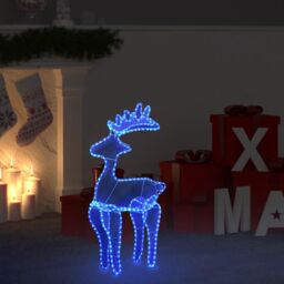 Berkfield Home Reindeer Christmas Decoration with Mesh 306 LEDs 60x24x89cm in Blue - Size: 60 x 24 x 89 cm - thumbnail 3