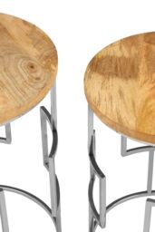 Orsina Natural Mango Wood Nesting Side Tables, Set of 2 Modern Round Tables with Metal Base, Accent Tables - thumbnail 5