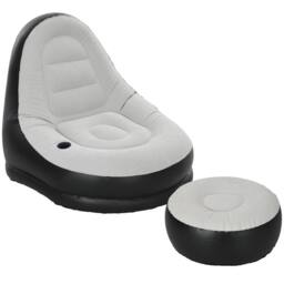 OUTSUNNY Inflatable Chair & Footstool for Gaming, Reading, Watching in Grey - thumbnail 2