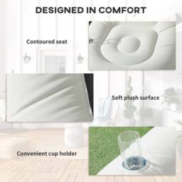 OUTSUNNY Inflatable Chair & Footstool for Gaming, Reading, Watching in Grey - thumbnail 6