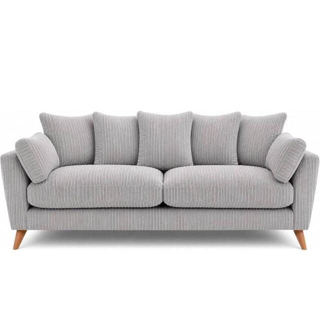 SOFASELECTION UK Harlow Jumbo Cord 3 Seater Sofa, Modern Tailored Design in Silver - Size: 3 Pack - image 1