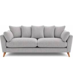 SOFASELECTION UK Harlow Jumbo Cord 3 Seater Sofa, Modern Tailored Design in Silver - Size: 3 Pack