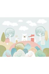 Origin Murals Woodland Friends Wall Mural in Grey - Size: W350 cm x H280 cm - thumbnail 2