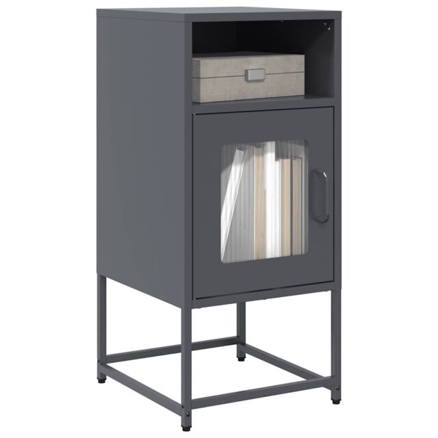 Berkfield Home Bedside Cabinet Anthracite 36x39x78 cm Cold-rolled Steel in Black - Size: 36 x 39 x 78 cm - image 1