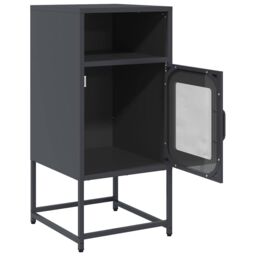 Berkfield Home Bedside Cabinet Anthracite 36x39x78 cm Cold-rolled Steel in Black - Size: 36 x 39 x 78 cm - thumbnail 5