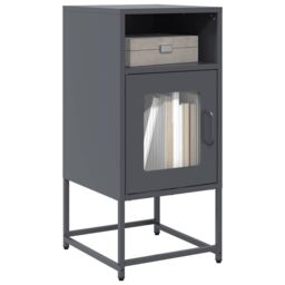 Berkfield Home Bedside Cabinet Anthracite 36x39x78 cm Cold-rolled Steel in Black - Size: 36 x 39 x 78 cm