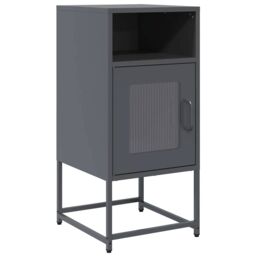 Berkfield Home Bedside Cabinet Anthracite 36x39x78 cm Cold-rolled Steel in Black - Size: 36 x 39 x 78 cm - thumbnail 2