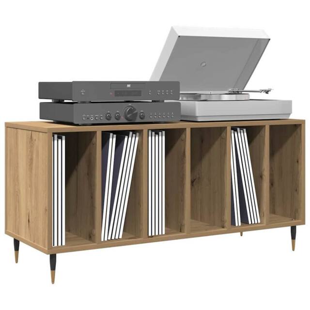 Berkfield Home Record Cabinet Artisan Oak 100x38x48 cm Engineered Wood in Brown - Size: 100 x 38 x 48 cm - image 1