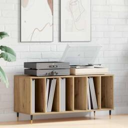 Berkfield Home Record Cabinet Artisan Oak 100x38x48 cm Engineered Wood in Brown - Size: 100 x 38 x 48 cm - thumbnail 2