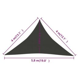 Berkfield Home Sunshade Sail 160 g/m ² Anthracite 4x4x5.8 m HDPE in Black - thumbnail 6