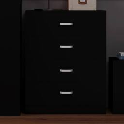ERGOVEXA 4 Drawer Chest Of Drawers Matt Black Sideboard with Metal Curved - thumbnail 4