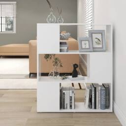 Berkfield Home Book Cabinet Room Divider White 80x24x94 cm Engineered Wood - Size: 80 x 24 x 94 cm - thumbnail 2