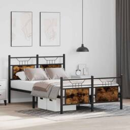 Berkfield Home Durable Bed Frame without Mattress Smoked Oak 120x200 cm Engineer in Brown - Size: Small Double - thumbnail 4