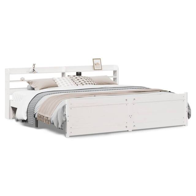 Berkfield Home Bed Frame with Headboard without Mattress White 180x200 cm Super King - image 1