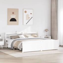 Berkfield Home Bed Frame with Headboard without Mattress White 180x200 cm Super King - thumbnail 2