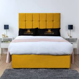 UK Bed Furniture Florence Divan Bed with 2 Drawers Foot End & 26 Inch headboard in Mustard - Size: King - thumbnail 2