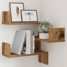 Berkfield Home Wall Corner Shelf Old Wood 40x40x49.5 cm Engineered Wood in Brown - thumbnail 4