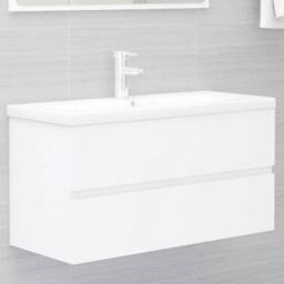 Berkfield Home Sink Cabinet with Built-in Basin White Engineered Wood - thumbnail 2