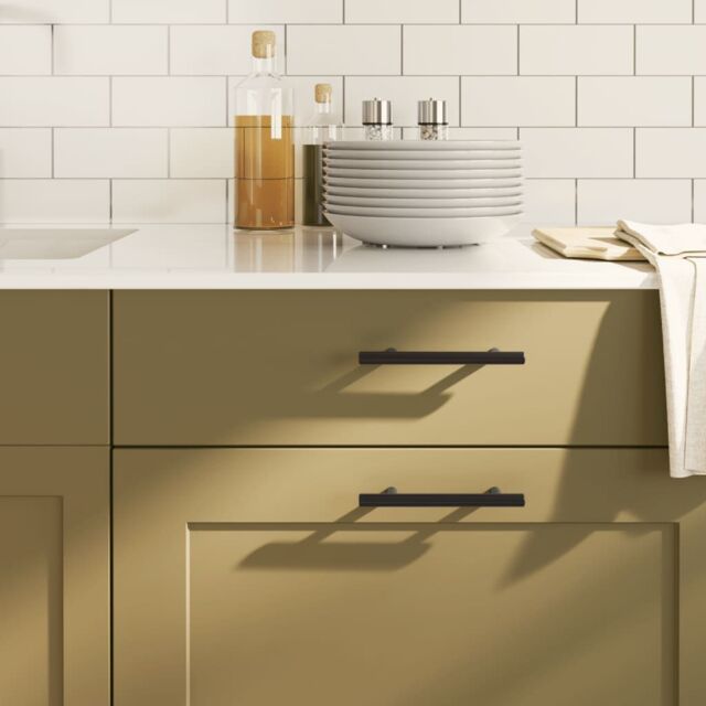 Berkfield Home Cabinet Handles 10 pcs Black 96 mm Stainless Steel - image 1