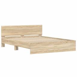 Berkfield Home Durable Bed Frame without Mattress Sonoma Oak 140x200 cm in Light Tan - thumbnail 4