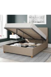 Aspire Garland Upholstered Ottoman Storage Bed, Eire Linen Fabric in Natural - Size: King - thumbnail 2