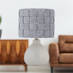 First Choice Lighting Set of 2 Tuscan - White Ceramic Lamps with Grey Felt Shade - thumbnail 6
