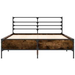 Berkfield Home Durable Bed Frame without Mattress Smoked Oak 140x190 cm in Brown - thumbnail 4