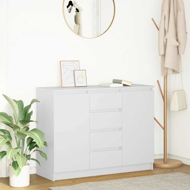 Berkfield Home Sideboard with Drawers White 100.5x35x76 cm Engineered Wood - image 1